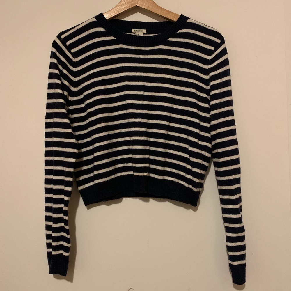 F21 Striped Cropped Sweater